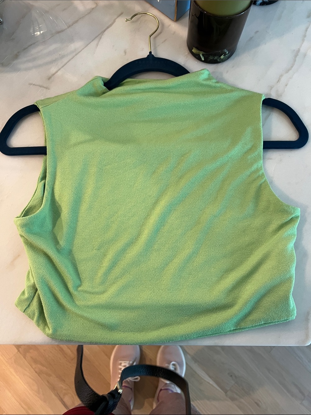 naked wardrobe Light Green Mock Neck Tank